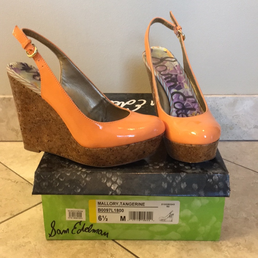 Sam Edelman Mallory tangerine wedges